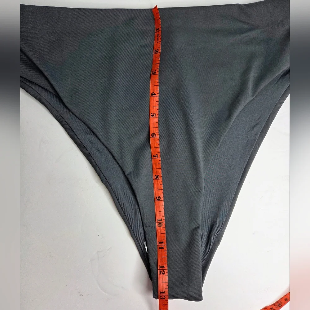 Skims Recycled Swim Mid Waist Bikini Bottoms Size XL NwT Gunmetal Gray
